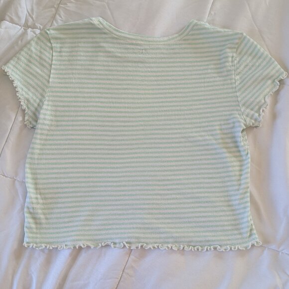 PacSun Striped Crop Top with Ruffle Detailing - Picture 2 of 3